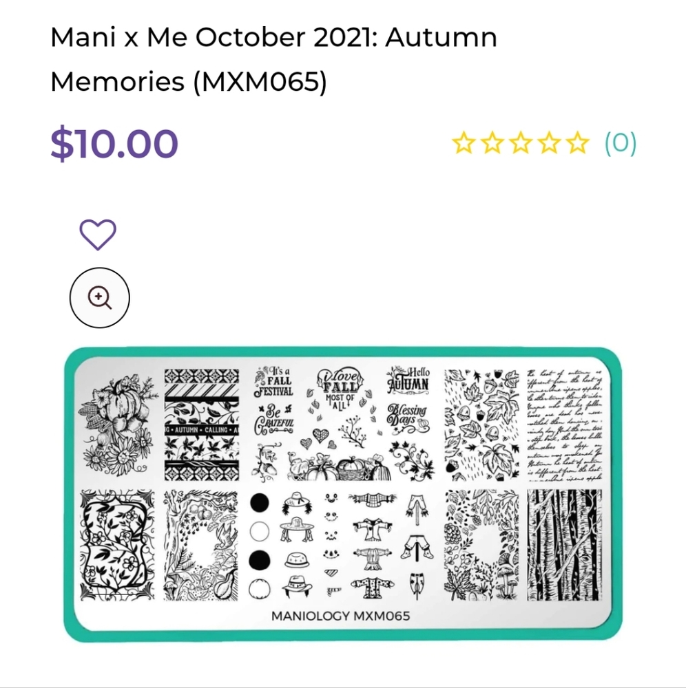 Maniology MXM065 stamping plate NWT
